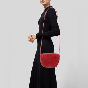 Diane von Furstenberg red nubuck mini saddle suede crossbody bag